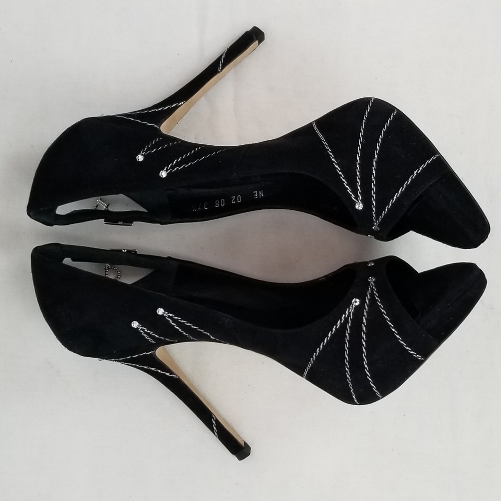 Dior Black Suede Stiletto Heels Pumps size EUR 37.5 US 71/2 (like new) - Picture 6 of 12